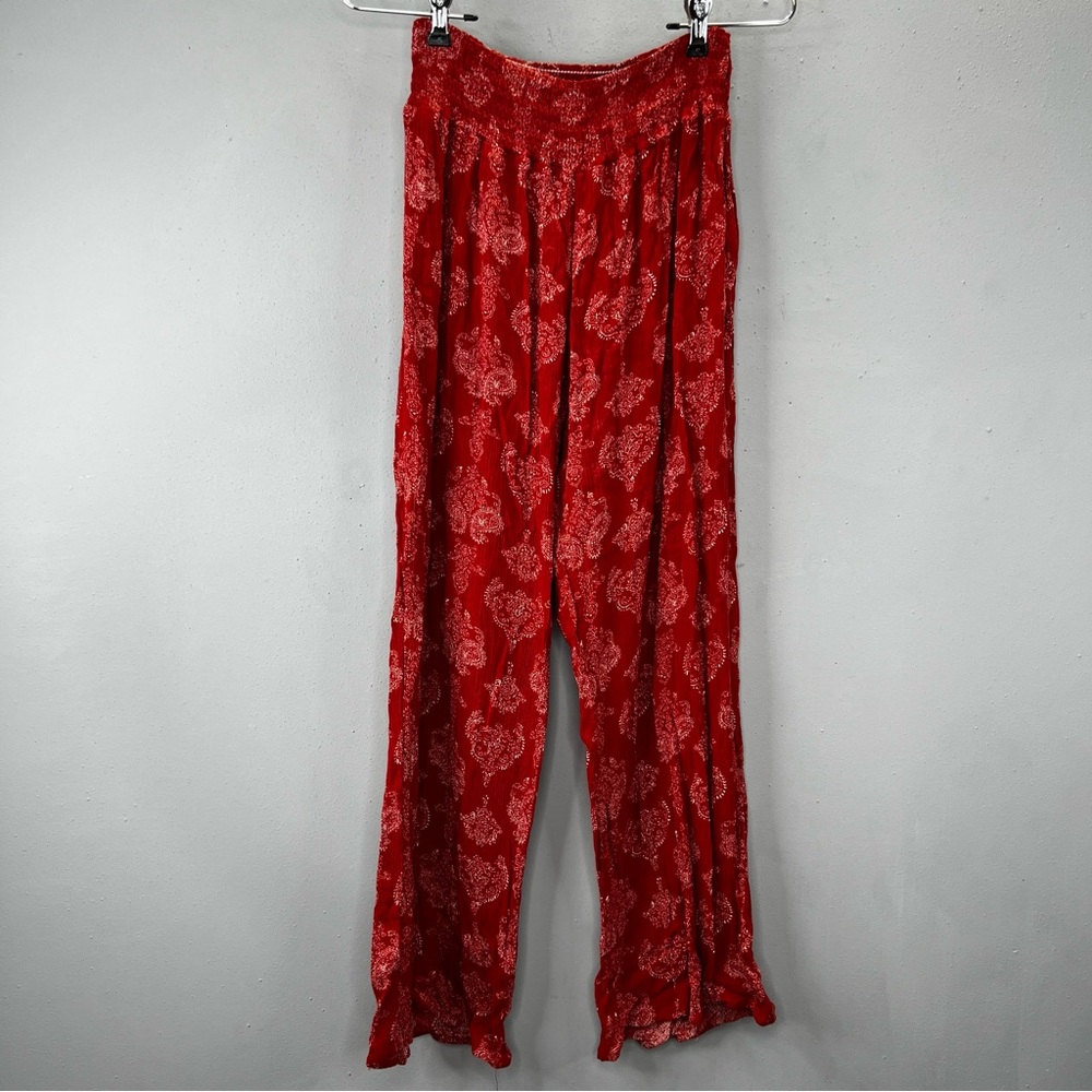 Fashion Nova Bohemian Orange Flowy Pants Extra Large XL Elastic Waistband